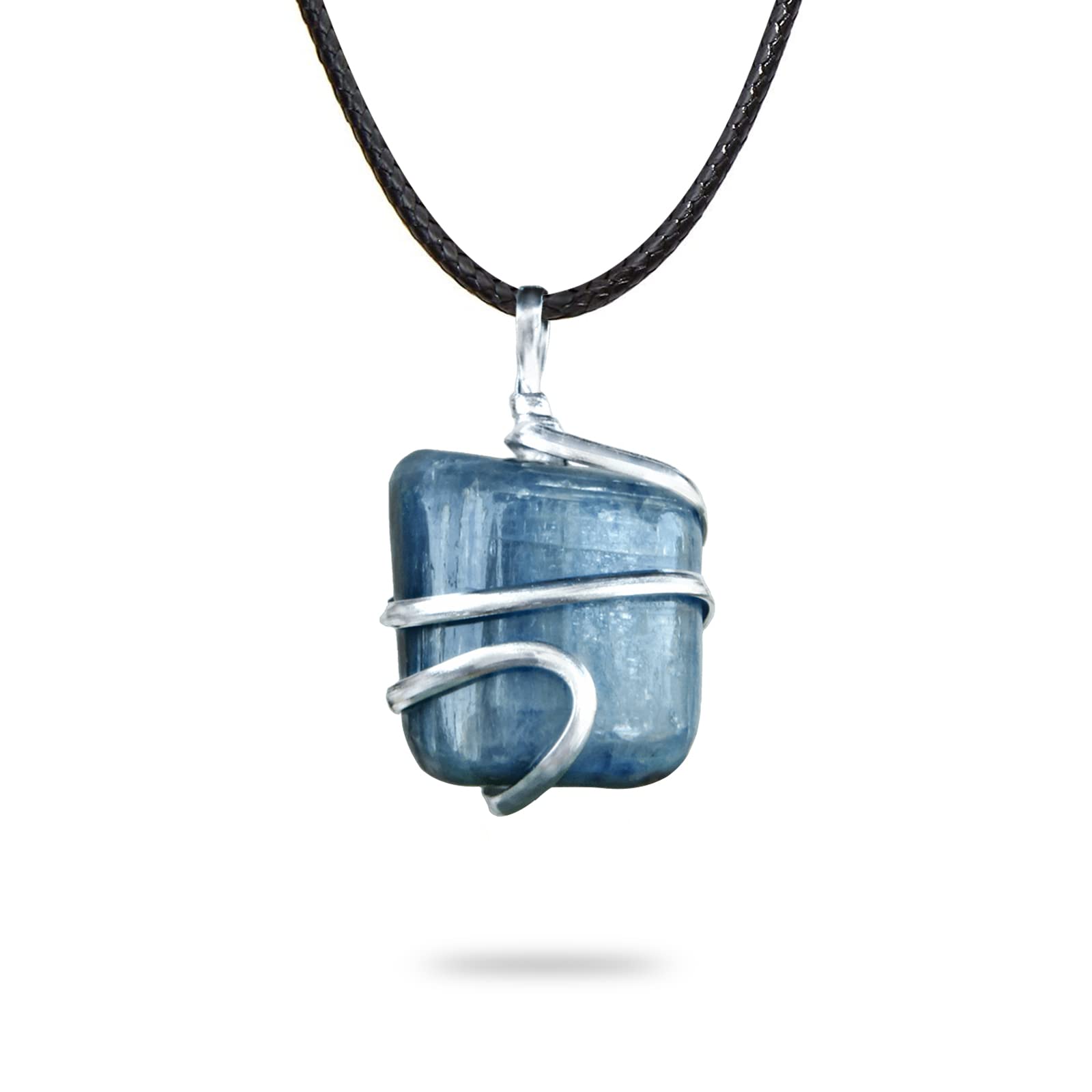 Blue Kyanite Wire-Wrapped Pendant Necklace