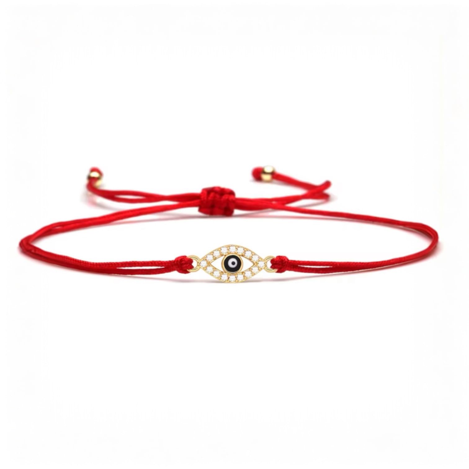 Evil Eye Red String Bracelet with Crystal Accents