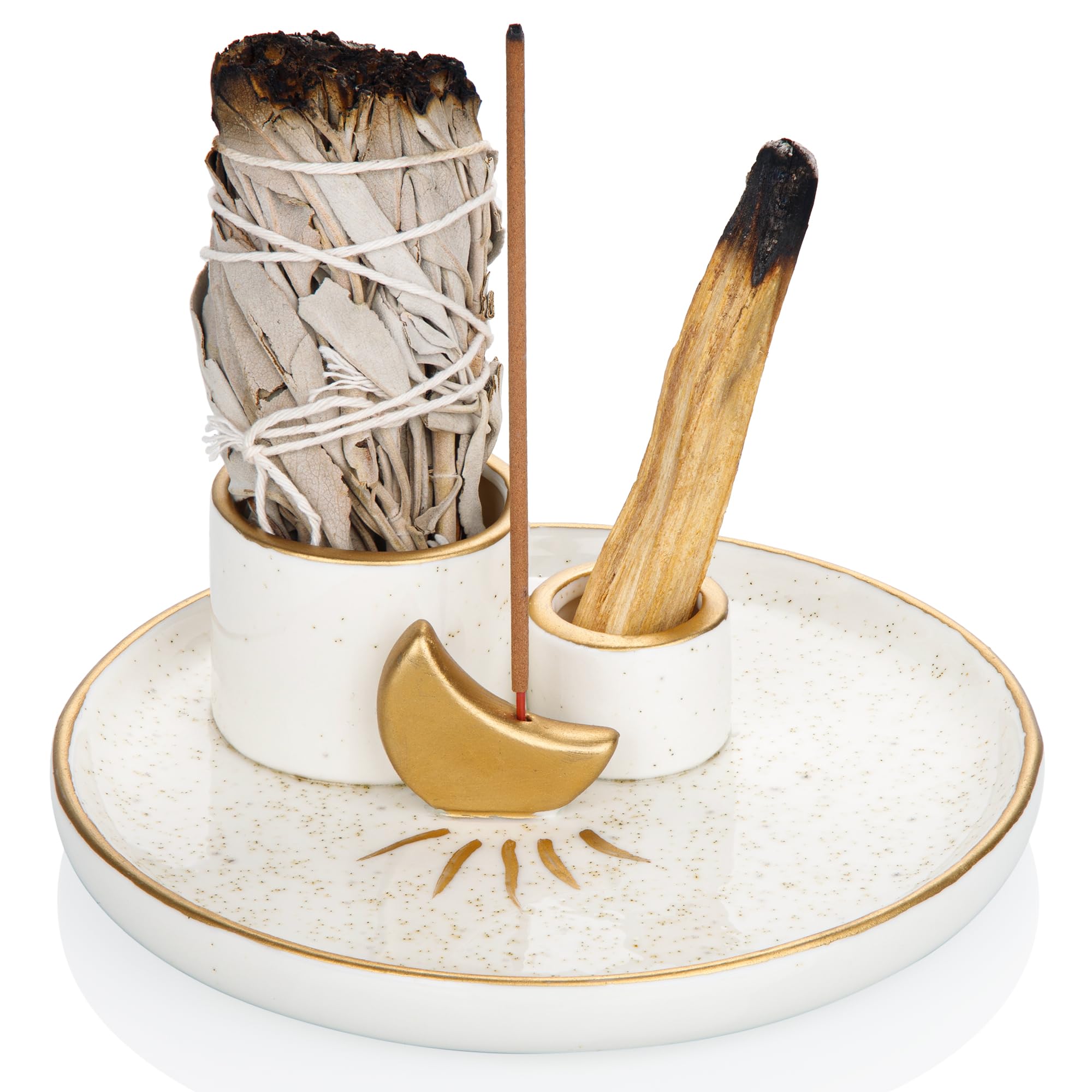 Ceramic Sage & Incense Holder Set