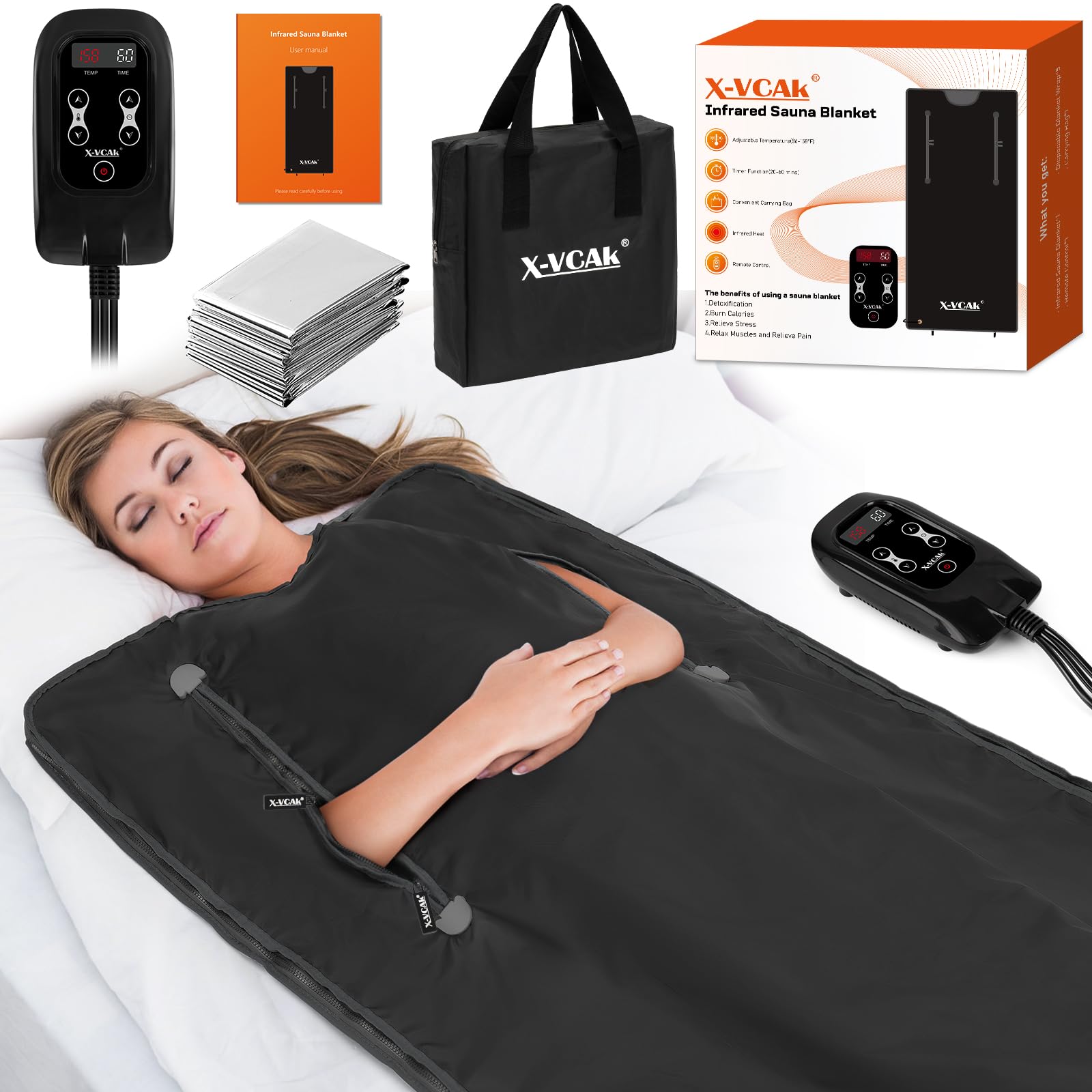 Infrared Sauna Blanket with Controller - X-VCAk Portable Detox Kit 