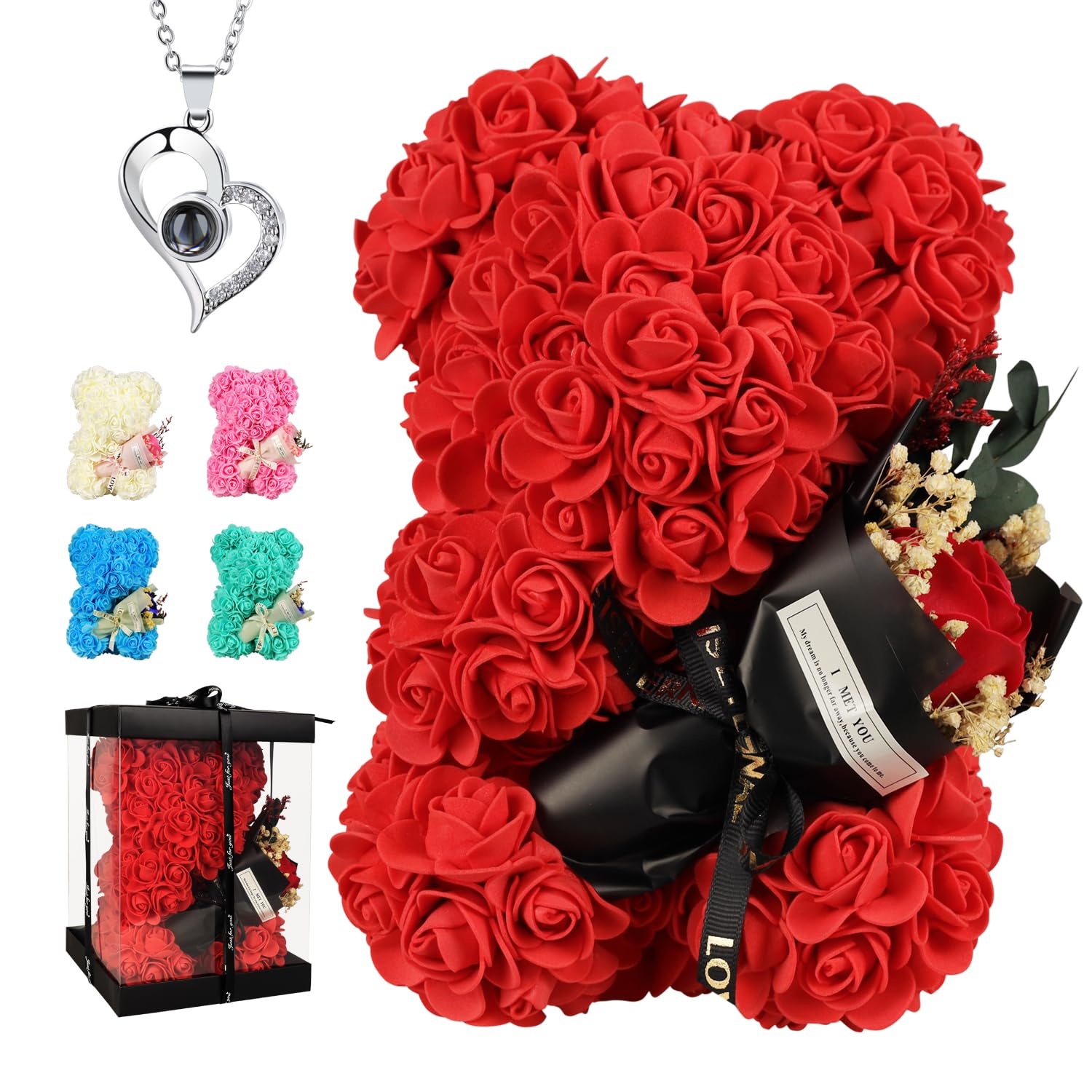 Rose Bear with Necklace Gift Set