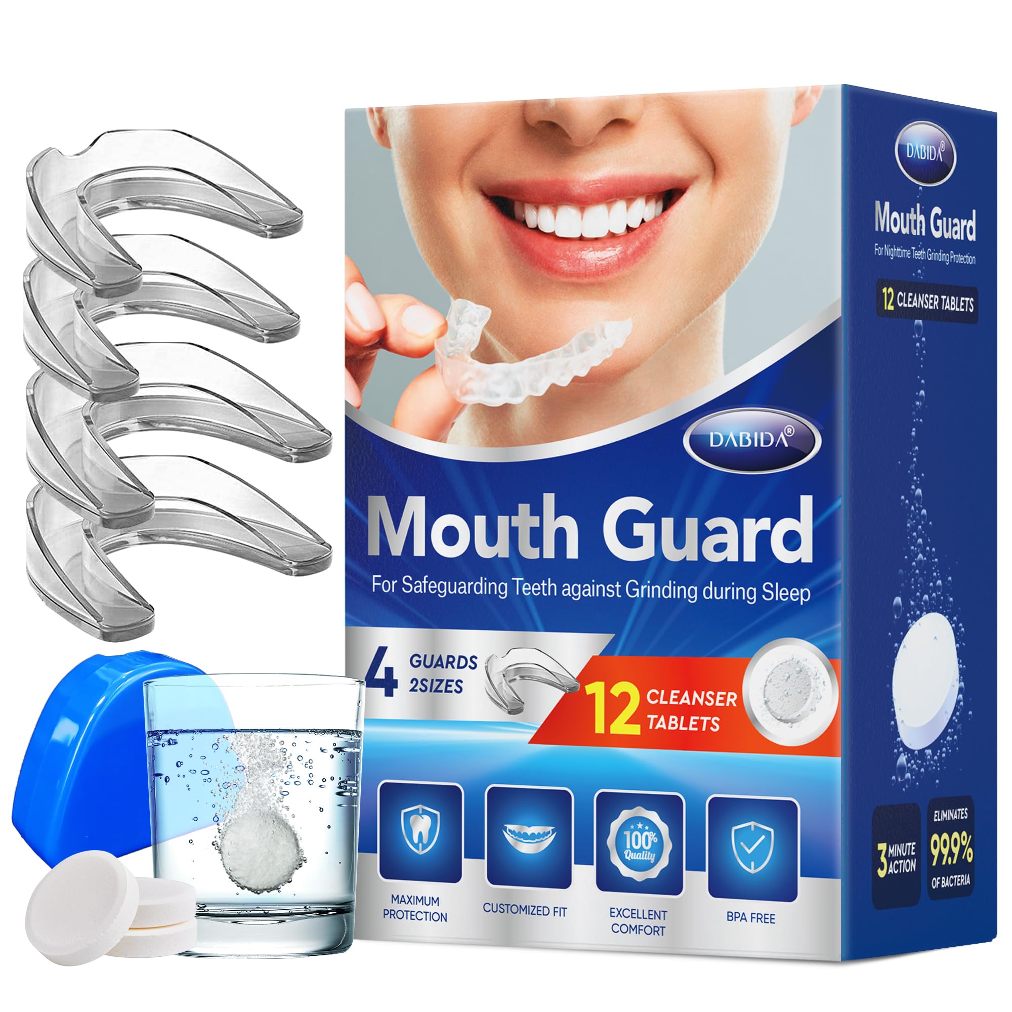 Mouth Guard for Teeth Grinding with 12 Cleanser Tablets